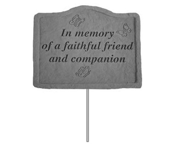 Cement Pet memorial In Memory of a Faithful Friend Garden Sign